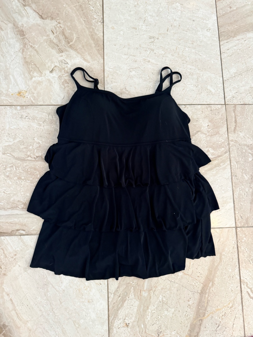 Catherines Black Tiered Ruffle Tank swim full coverage 24W - Picture 2 of 4